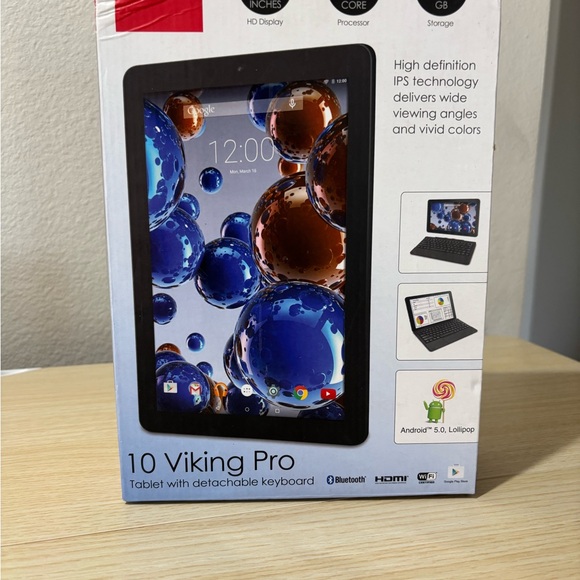10 Viking Pro Tablet with Detachable Keyboard - Black
